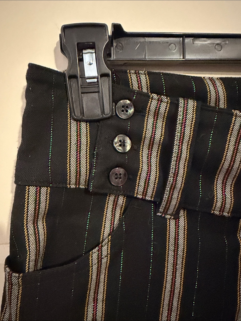 Urban Outfitters Black and Cream Striped Wide-Leg Trousers - Picture 3 of 5